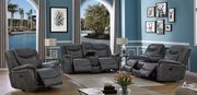 Transitional gray leatherette motion sofa main photo