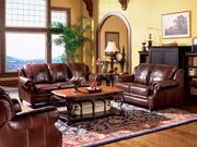 Tri-tone traditional full leather brown couch main photo