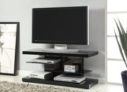 Modern TV stand with alternating glass shelves main photo