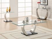 Contemporary chrome-plated coffee table w/ glass main photo