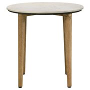 Round marble top end table white and natural