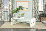 White high gloss finish stylish modern design coffee table main photo