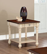 Transitional dark brown/antique white end table main photo