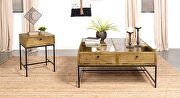 4-drawer square clear glass top coffee table honey brown main photo