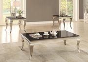 Contemporary chrome & black glass top coffee table