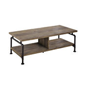 Wood and metal industrial pipe coffee table