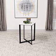 Square marble top end table white and black