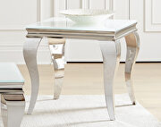 End table with tempered glass and stainless steel