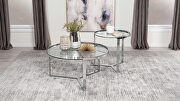 Delia 2-piece round glass top nesting coffee table clear and chrome