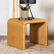 Square rattan end table natural