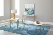 White / polished brass / marble top coffee table main photo