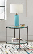 Round glass top and shelf design accented end table main photo