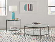 CS268 Round glass top and shelf design accented coffee table