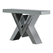 Sofa table in mirrored v-shape