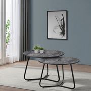 2pcs casual style gray round coffee table set main photo