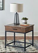 End table rustic modern design with metal accents