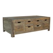 Coffee table w/ drawers in natural sheesham wood main photo