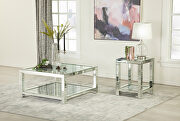 Clear glass top square design coffee table