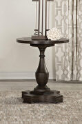 Coffee finish round top and pedestal base end table