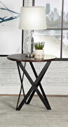 Smokey gray finish top and black legs round end table main photo