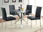 Vance (Black) Modern dining table w/ roung glass top