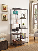 Industrial walnut and black bookcase main photo
