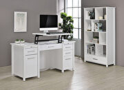 High gloss white finish wood 4-drawer lift top office desk