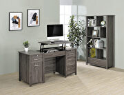 Weathered gray finish wood 4-drawer lift top office desk