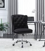 Modern black velvet office chair main photo