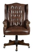 Executive tufted office chair in brown leatherette main photo