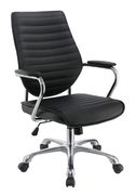 Office chair in black leatherette & chrome base