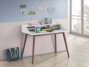 Percy (White) Simple small writing desk in white / walnut