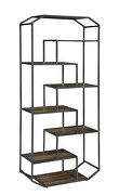 Rustic brown finished shelves bookcase
