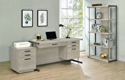 4-drawer rectangular office desk whitewashed grey and gunmetal main photo