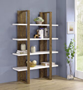 Aged walnut and white wood finish bookcase