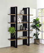 Black and aged walnut wood finish bookcase main photo