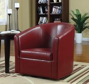 CS099 Deep red leather accent swiwel chair