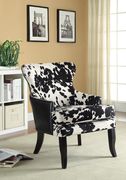 Cowhide-like black/white fabric accent chair main photo
