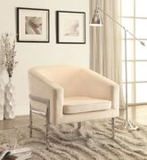 Velvet fabric chream/metal modern accent chair main photo
