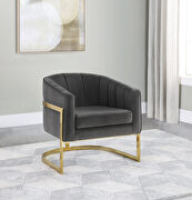 Soft velvet upholstery in a dark charcoal gray accent chair main photo