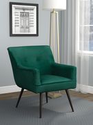 Mid-century design accent chair in dark teal velvet main photo