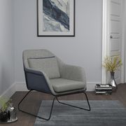 Accent chair in blue / gray leatherette / fabric main photo