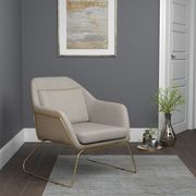 Tan leatherette / beige fabric modern accent chair main photo