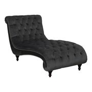 Charcoal velvet tufted chaise lounger chair main photo