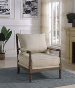 Traditional oatmeal and natural accent chair