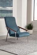 Retro style accent chair in teal fabric main photo