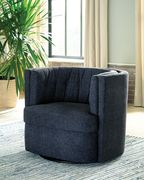 Swivel chair in dark blue linen fabric main photo