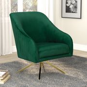 Gold chair contemporary accent chair in green velvet main photo