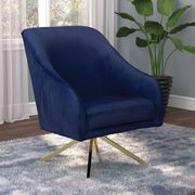 Gold legs accent chair in navy blue velvet main photo