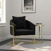 Elegant barrel style chair in black velvet main photo